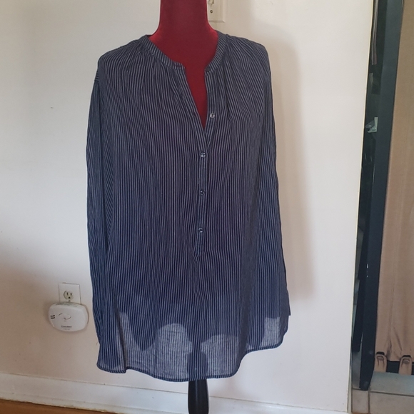 Navy blue and white pinstripe tunic - Picture 1 of 2